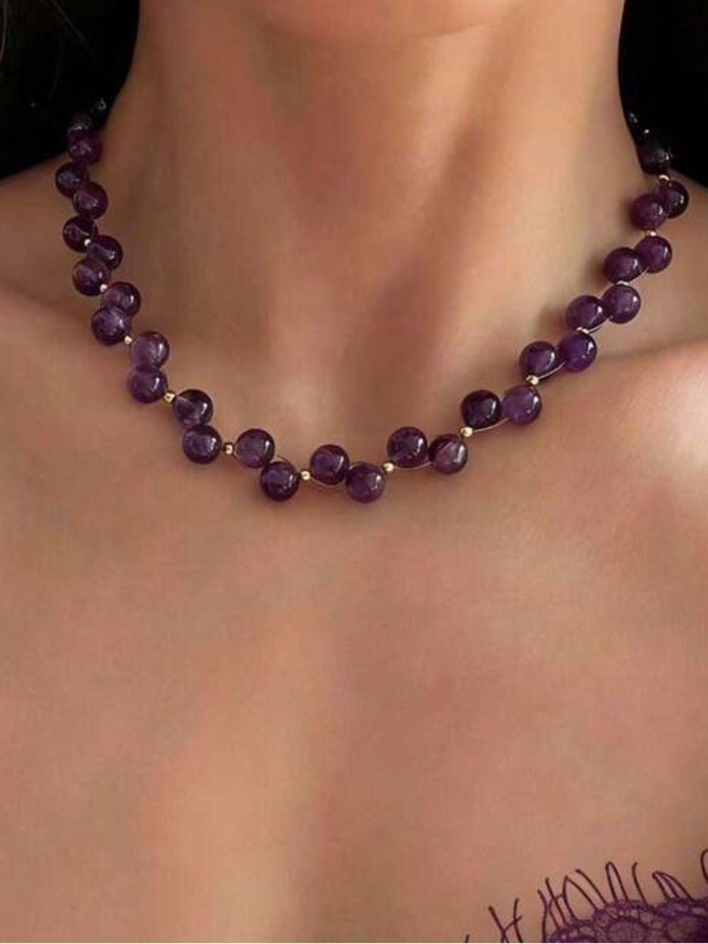 Purple Beaded Necklace R686